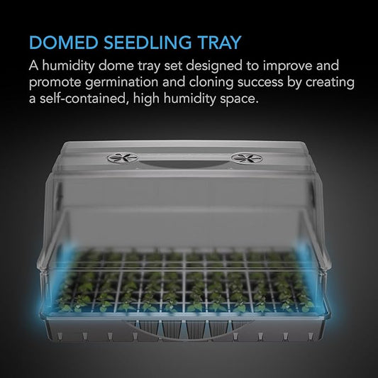 AC Infinity Large Humidity Dome, Heavy-Duty Germination Kit with 3 mm Thick Clear Dome, Sturdy Drip Tray, 6x12 Cell Seedling Tray, and Vented Height Extension Panels, for Seed Starting, Cloning Plants