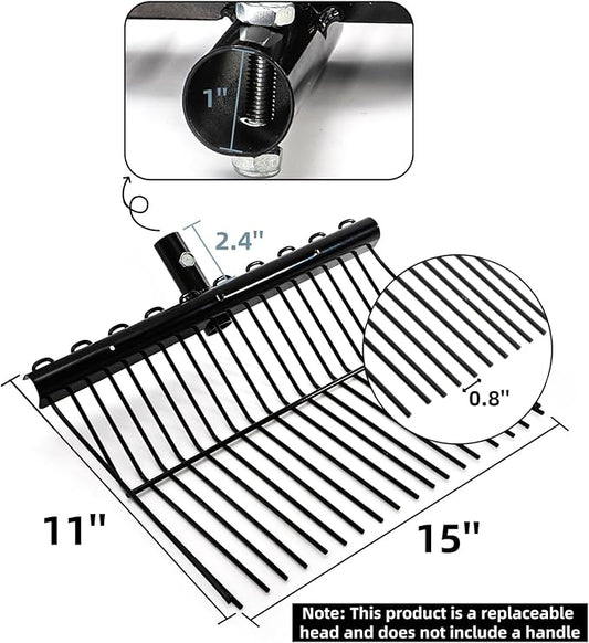 Pitch Manure Fork Head, Metal Pitch Fork for Garden, Durable Digging Fork Rake Head Replacement with Angled Tines, Stable Pitchforks Scoop for Mulch Horse Stall Picking up Hay Animal