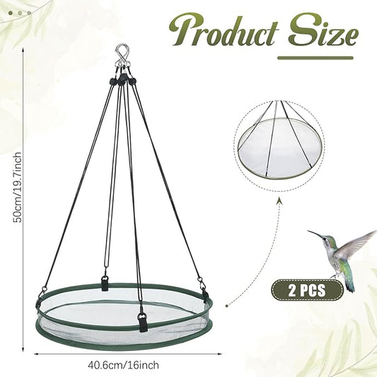 Universal Wild Bird Seed Catcher Hanging Hoop Platform Bird Seed Catcher Tray for Hummingbird Feeders Bee Feeder Outdoor Garden Accessories(1 Pieces,16 Inch)