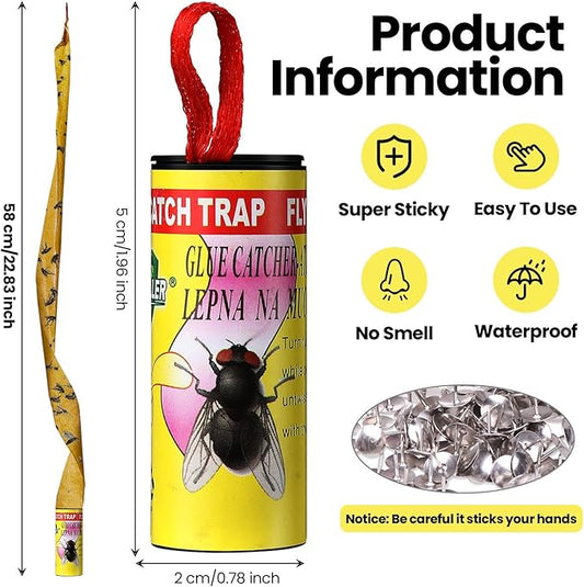 Qualirey 160 Pack Fly Strips Sticky Fly Trap Indoor Outdoor Hanging Fly Ribbon Tape Paper Flying Insect Trap Gnat Killer Traps for Fruit Flies, Bug, Insect, Pest (Yellow)