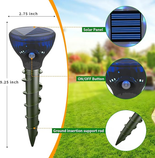 Mole Repellent Solar Powered,Gopher Repellents,Solar Powered Waterproof Vole Repellent, Flash&Vibration is Suitable for Lawn, Courtyard and Outdoor Mole Deterrent for Yard