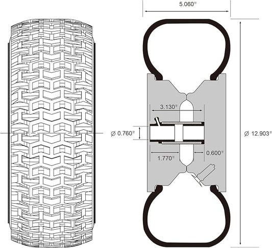 2 Pack 13x5.00-6 Lawn Tractor Pneumatic wheel,Wheelbarrow tire Turf Tread,3.13" hub length with steel rim,Flange ID 0.76''