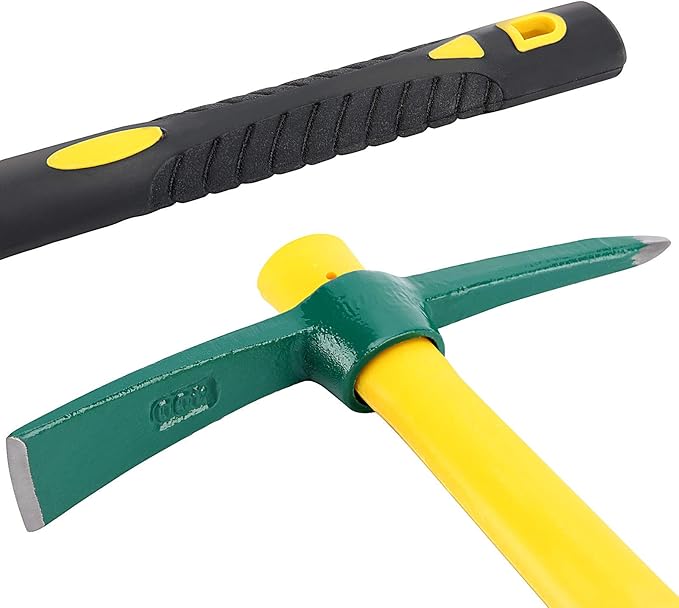 ZOENHOU 17.7 Inch Pick Mattock Hoe, Forged Garden Pick, Weeding Mattock Hoe Agriculture Hand Tools with Heavy-Duty Fiberglass Handle for Weeding Cultivating Camping or Prospecting