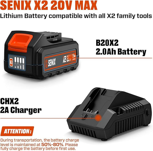 SENIX 20V 12" String Trimmer and Edger, 10'' Plastic Blades Weed Wacker, Telescopic Shaft, w/2.0Ah Battery & 2A Charger
