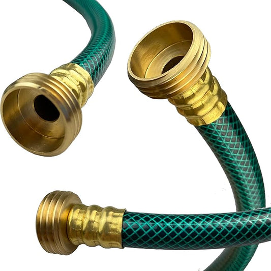 PVC Garden Hose 1/2 Inch Green Heavy Duty Water Hose with Solid Brass Fittings,No Leaking, Flexible,for outdoors,Lawns,Patio (15 FT, Green, Brass Fittings)