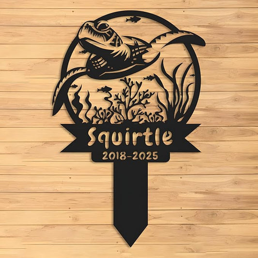 Custom Turtle Metal Memorial Plque,Personalized Turtle Remembrance Stake,Turtle Loss,Grave Markers,Outdoor Garden Decor,Yard Sign turtle 12inch