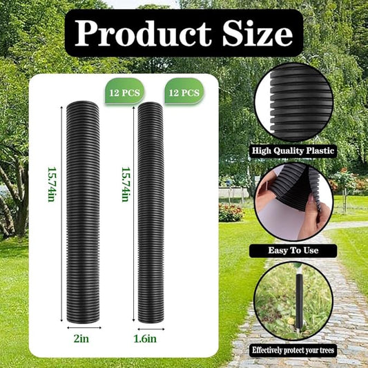 24 Pcs Tree Trunk Protector Guard, 2 Size Sapling Tree Protector from Deer, Tree Bark Protectors Guard Tube Wraps to Protect Bark, Sapling from Rodents, Mowers, Animals (15.7 x 2, 15.7 x 1.6)
