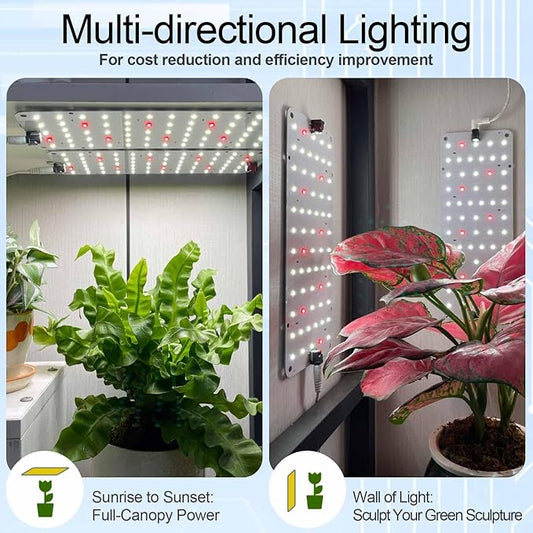 DOMMIA Grow Light, 20W Ultra-Thin Panel Grow Lights for Indoor Plants, High PPFD Full Spectrum, Dimmable, 6/12/16H Timer Auto on/Off, Suitable for Indoor Growing, Cold White 3-Pack