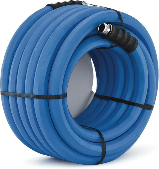 BluSeal Hot/Cold Water Rubber Garden Hose, 100% Rubber, Ultra-Light, Super Strong, 500 PSI, 50F to 190F Degrees, High Strength Polyester Braided (1" x 25')