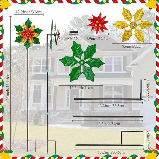 Viveta Christmas Outdoor Wind Spinners, Garden Wind Spinner, Festive Windmill for Yard Garden, Christmas Decorations Outdoor