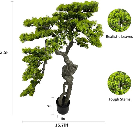 3.5ft(43in) Artificial Bonsai Tree Juniper Faux Plants Indoor Big Fake Plants Decor with Ceramic Pots for Home Table Office Desk Bathroom Shelf Bedroom Living Room Farmhouse Decorations