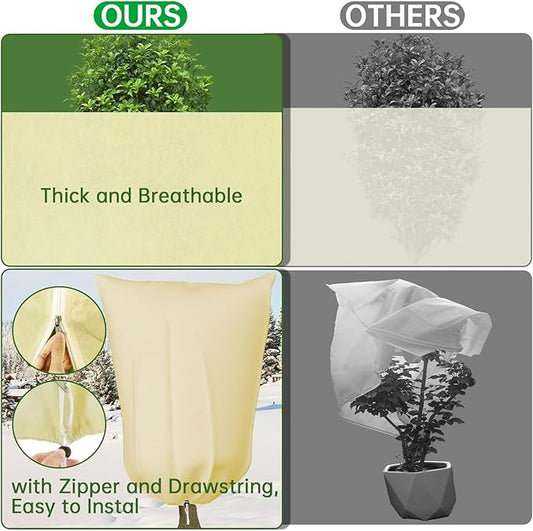 Frost Cloths for Outdoor Plants, 86" X 94" Plant Covers for Winter, 2 Packs Frost Blankets for Outdoor Plants, Frost Cover with Zipper Drawstring | Plant Covers Freeze Protection