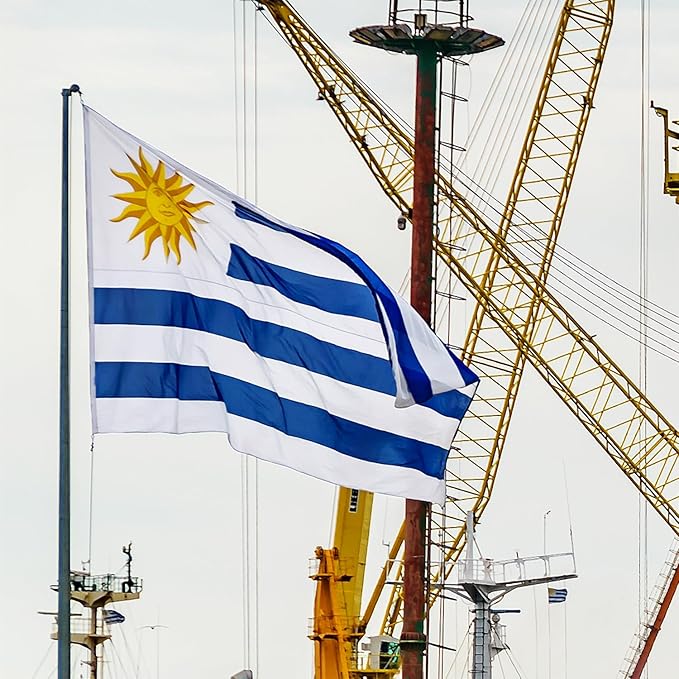 Uruguay Uruguayan Flag 3x5 ft Outdoor, Double Sided 3 Ply Heavy Duty Uruguay National Country Flag, 100% Quality Polyester Uruguayan Banner with Brass Grommets 4 Rows Stitches