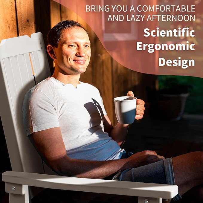 Outdoor Rocking Chairs Set of 4, Oversized All Weather High Back Porch Rocker, Patio Rockers for Outside