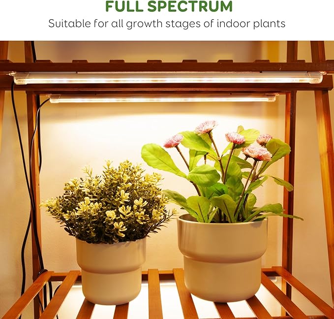 16" LED Grow Light Strips, 240 LEDs Full Spectrum Grow Lights for Indoor Plants with 3/9/12H Timer, 10 Dimmable Sunlike Plant Light for Indoor Greenhouse, Hydroponics, Seedlings (2 Packs)