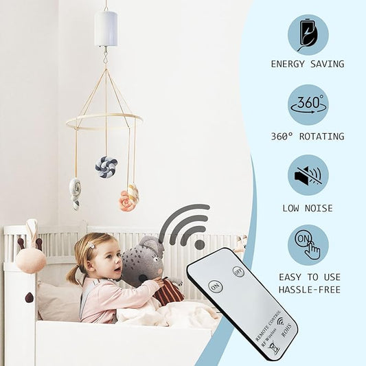 Wind Spinner Motor with Remote Controller,Mobile Battery Operated Motor Hanging Display Motor for Hanging Christmas Ornament Rotating Mirror Ball Baby Crib Wind Chimes Spiral -10 RPM