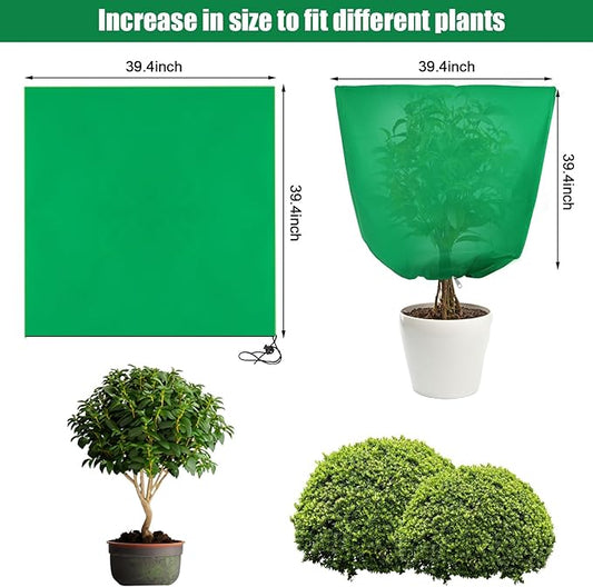 Svepndic 4 PCS Winter Plant Covers Freeze Protection,39X39 Reusable Plant Protector Bag with Drawstring,Winter Plants Jacket Warm Shrubs Cover Blanket Frost Protection for Outdoor Garden Plants