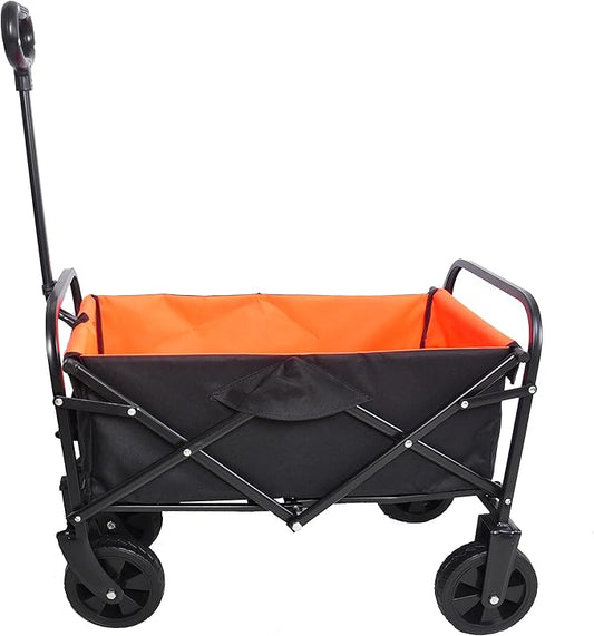 Folding cart That Does not Need to be Assembled Station Wagon, Grocery cart (Orange+Black Mini)