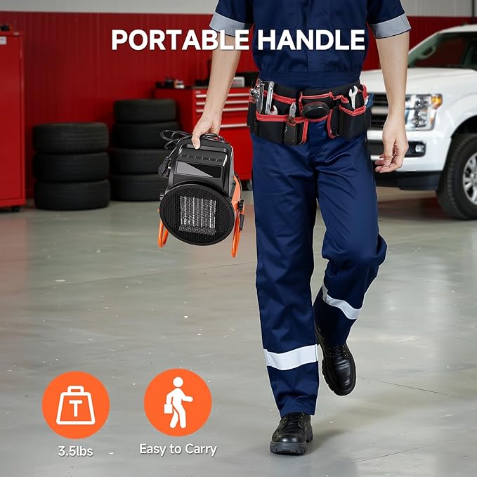 Greenhouse Heater with Remote, 1500W Outdoor Patio Heater with Digital Thermostat, Garage heater 24-Hour Timer for 3S Fast Heating, 3 Modes Adjustment, PTC Overheat Protection for Grow Ten