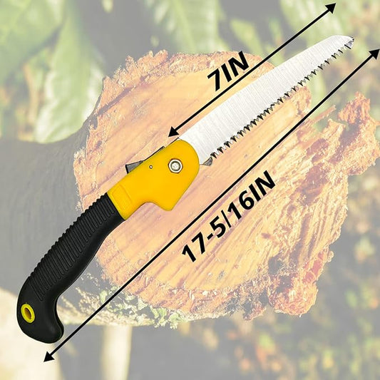 2PACK 7" Folding Hand Saw – Heavy Duty Pruning & Camping Saw with Triple-Cut Blade, Safety Lock – Ideal for Hunting, Backpacking, Tree Trimming, Bushcraft, and DIY (Cuts Dry Wood, Bamboo, Branches)