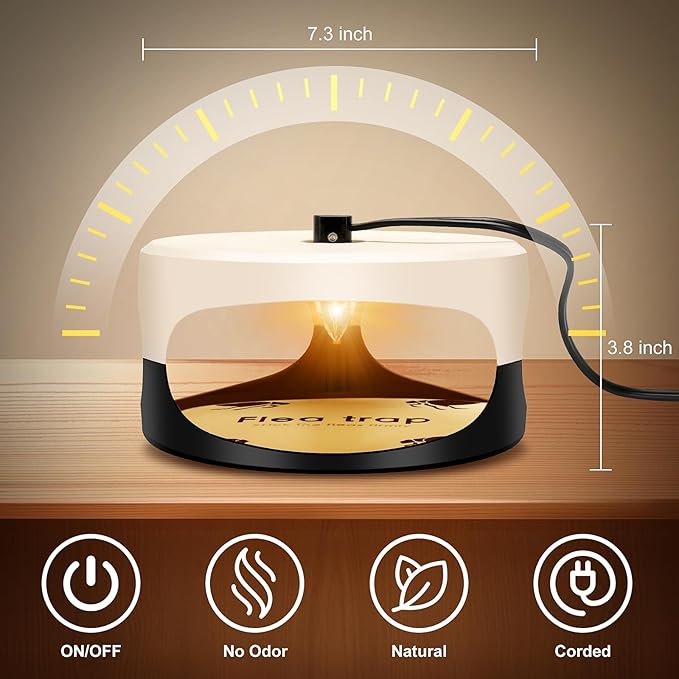 Flea Traps for Inside Your Home 2 Packs, 2024 Sticky Bed Bug, Flea Trap Indoor Pest Control Trapper Insect Killer with Light