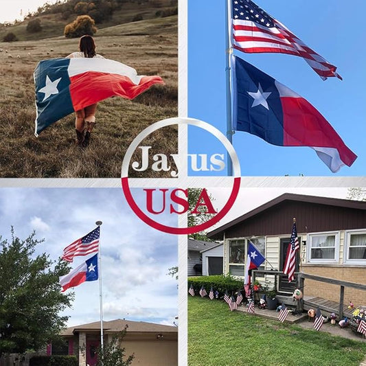 Jayus Double Sided Texas State Flag 5x8 FT Outdoor- 220D Heavy Duty Republic of Texas Flags Banners- Vivid Colors UV Resistant TX Flags with 3 Brass Grommets