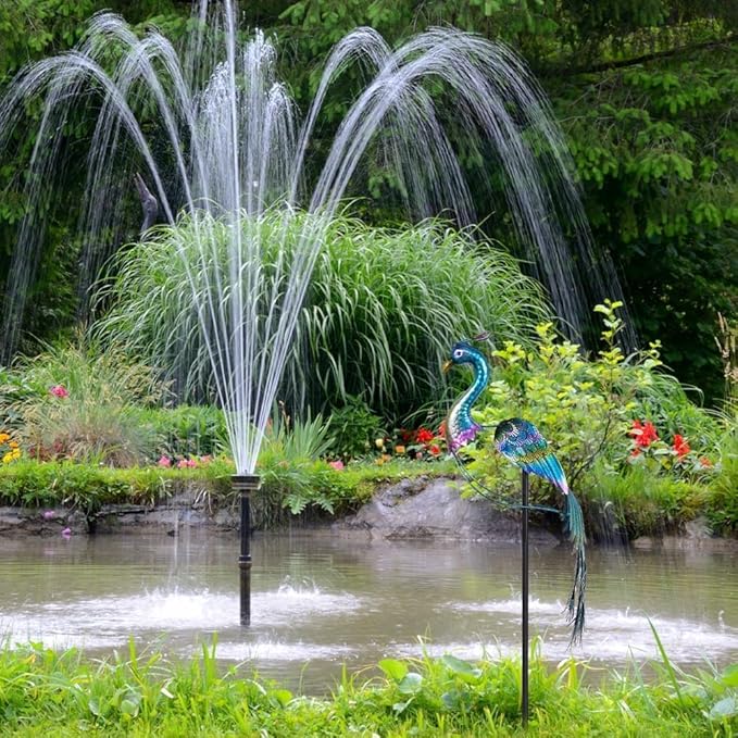 hogardeck Garden Decor for Outside, 48" Metal Peacock Garden Stake with Rocking Motion for Yard Art, Heavy-Duty Balancing Kinetic Wind Sculpture for Lawn Porch Outdoor Decorations