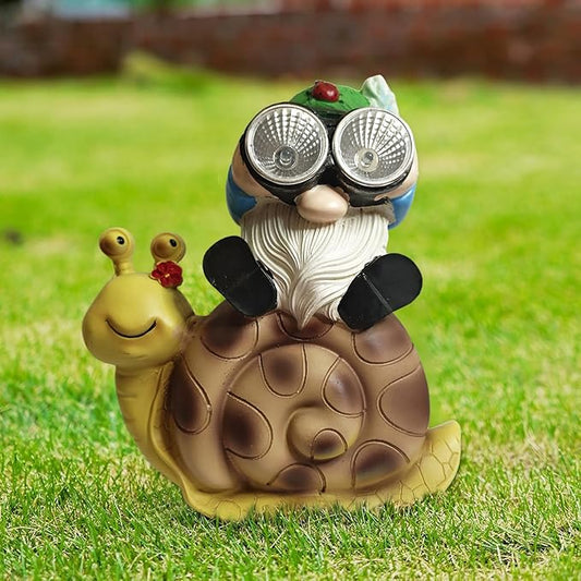 Solar Garden Statue LED Outdoor Garden Decor Funny Animal Sculpture for Yard Patio Lawn Weatherproof Resin Birthday Art Gift(Gnome )