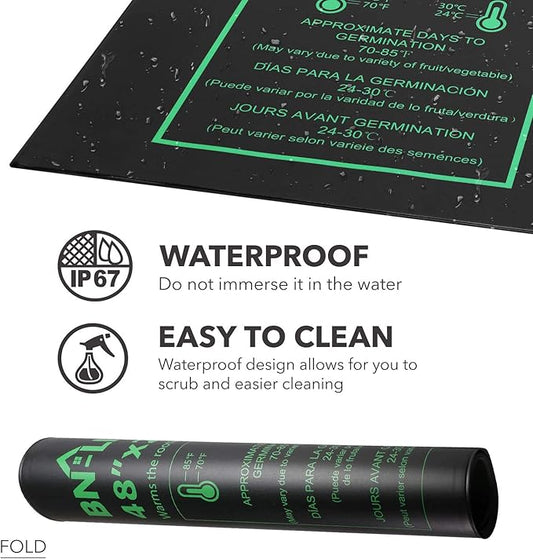 BN-LINK Seedling Heat Mat Warm Hydroponic Heating Pad Waterproof 48" x 20.75" for Seed Starting Greenhouse and Germination