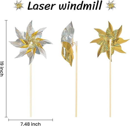 10 Pack Reflective Pinwheels for Yard and Garden,Wind Spinners Outdoor Bird Scare Devices,Sparkly Windmills for Garden Decor Scare Birds Away,Yard Wind Spinners for Outside Patio