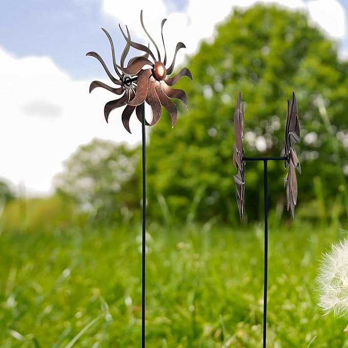 360 Degree Metal Wind Spinner - Classical Willow Leaves Design for Patio, Lawn & Garden Decor