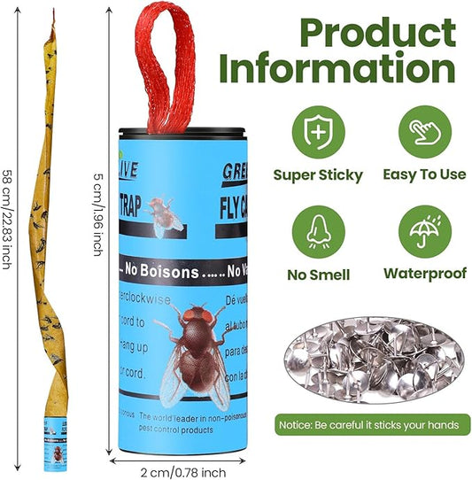 Qualirey 160 Pack Fly Strips Sticky Fly Trap Indoor Outdoor Hanging Fly Ribbon Tape Paper Flying Insect Trap Gnat Killer Traps for Fruit Flies, Bug, Insect, Pest (Blue)