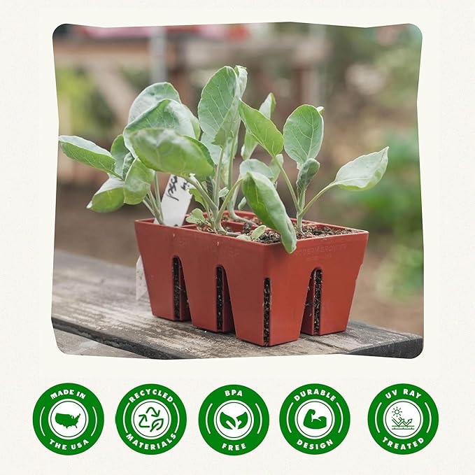 Epic Gardening Reusable Seed Starter Tray - 6 Cell/120 Seedling Starter Trays - Easy Watering, Indoor Greenhouse, Plant Starter, Gardener-Friendly for Seedlings | UV-Treated & BPA-Free - Terracotta