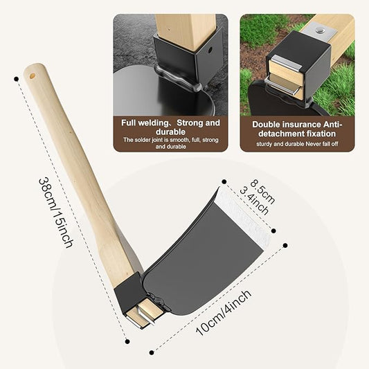 15 Inch Japanese Style Hoe, Heavy Carbon Steel Wide Hoe,Solid Wood Handle,Garden Hoe for Digging,Gardening Tool, for Digging, Weeding, and Planting (1, Black & Wood Color)