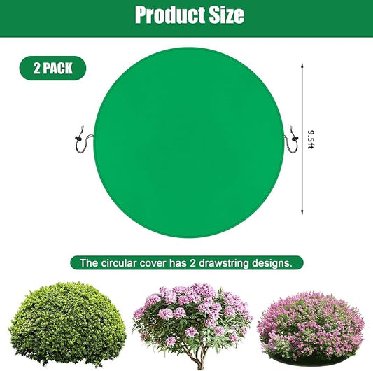 NNG 2PCS 9.5ft Dia. Round Winter Plant Covers Reusable Tree Freeze Protection with Drawstring Potted Plant Frost Blanket Outdoor Shrub Plant Cover for Winter Garden Potted Vegetable