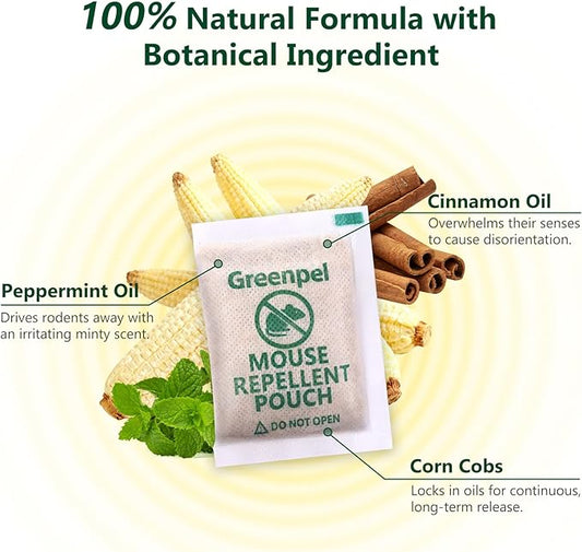 Rodent and Mice Repellent Indoor, Upgrade 18-Pack Mouse Peppermint Oil Pouches for Squirrel, Rat Repellent for Outside, Mouse Control for Indoor/Outdoor, Pet Safe Rodent Deterrents for Home
