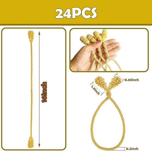 Shappy 24 Pieces Christmas Garland Banister Ties Christmas Decorative Reusable and Flexible Twist Ties for Garland, Banister Home Decoration (Gold-Brown)