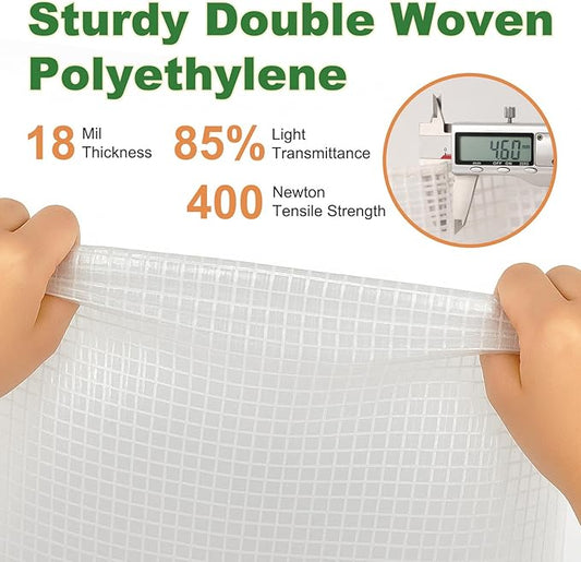 18 Mil Greenhouse Cover, 8x6 FT Clear Heavy Duty Greenhouse Tarp, UV Resistant Waterproof Green House Plastic Covering with Grommets for Garden, Farms, Nursery