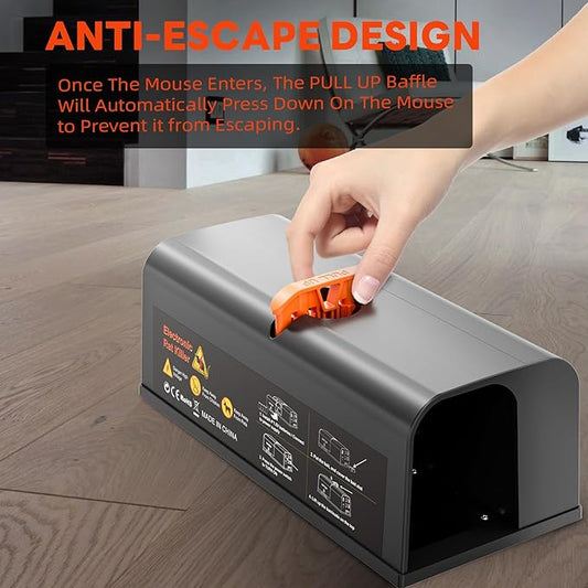 Electric Mouse Trap, 2 Pack Indoor Reusable Electric Mouse Trap Zapper with Anti-Escape Design & Dual Power, Electronic Rat Trap with No-Touch Cleaning for Kitchen, Garage