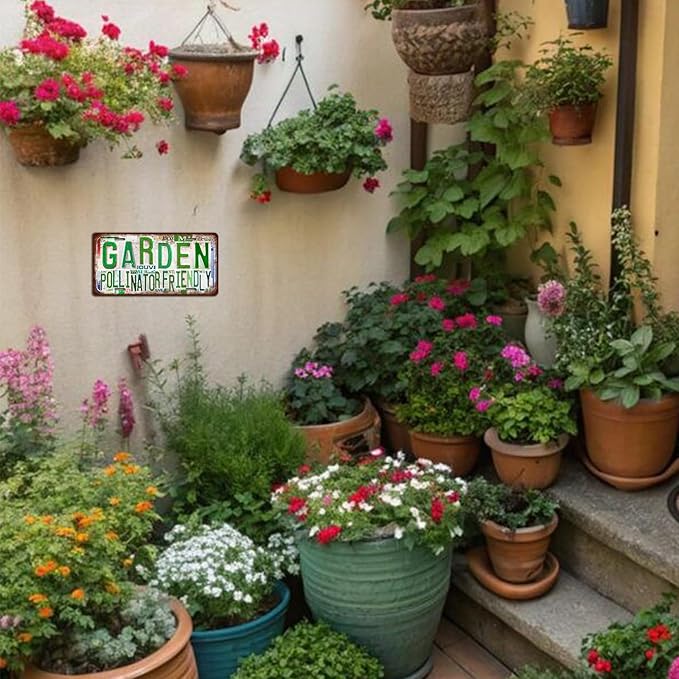 Vintage Garden Metal Tin Sign License Plate Wall Decor for Garden Lover 12 x 6 Inches - life is better in the garden