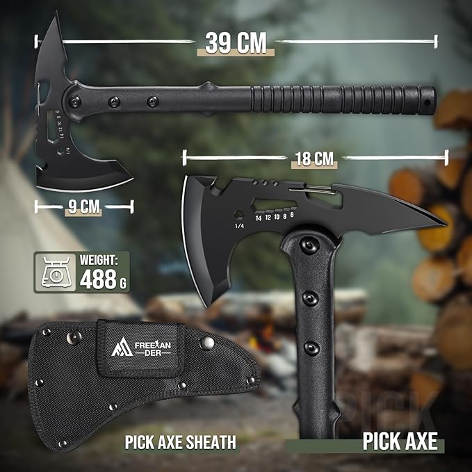 Freelander Hatchet, Sharp Outdoor Axe, Portable Camping Axe with Clip and Sheath, Durable Hatchet for Camping, Hiking, and Outdoor Use with Comfortable Handle