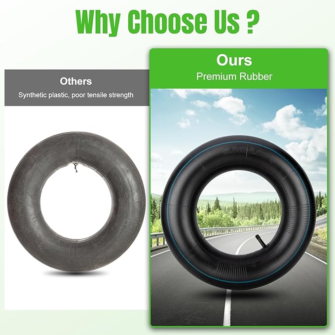 4.80/4.00-8" Inner Tubes, 2 Pack Heavy Duty 4.80 4.00-8/480/400-8 Replacement Tire Inner Tube with Straight Valve Stem for Wheelbarrows, Lawn Mowers, Hand Trucks, Trailers, Tractor, 8" Carts