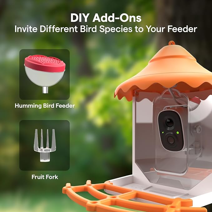 BirdsView Bird Feeder with 2K Ai Camera, Solar Panel, Hummingbird Feeder, Bird House, Live Alerts & Species Recognition – Ideal for Bird Lovers
