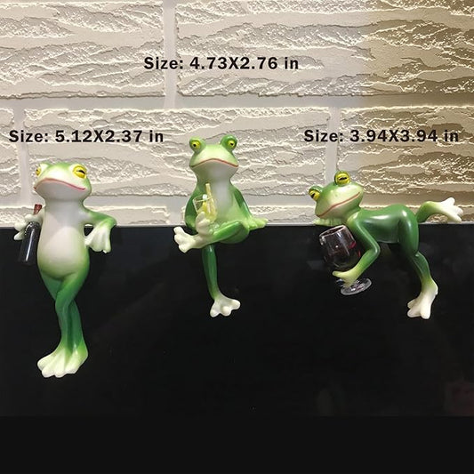 2 Pack Miniature Frog Figurines Decor Cute Resin Frog Statue Sculpture Garden Planter Pots Indoor Outdoor Patio Balcony Home Desk Lie and Sit