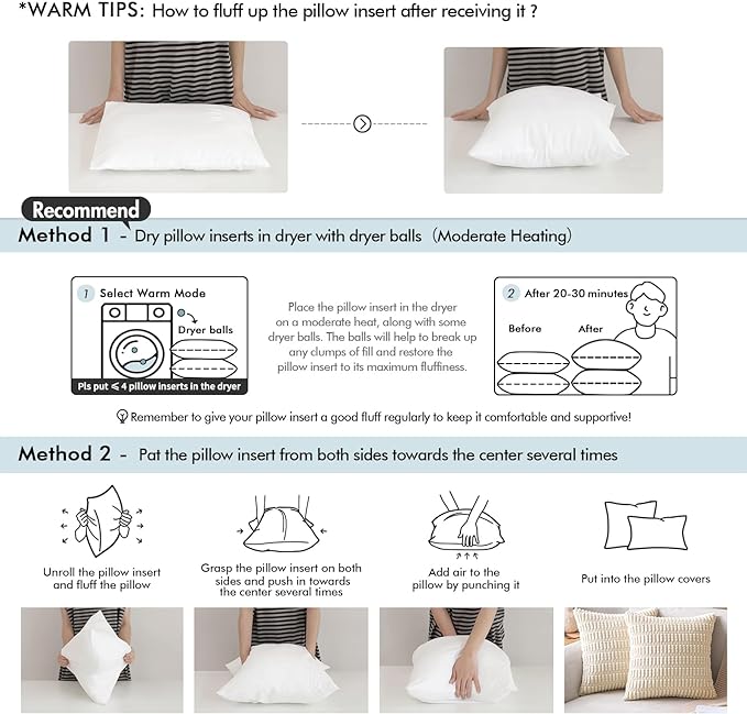 MIULEE Pack of 4 18x18 Inch Outdoor Pillow Inserts Waterproof Decorative Throw Pillow Insert, Square Lumbar Garden Pillow Form for Patio Sofa Couch