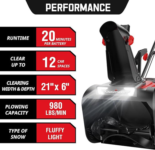 PowerSmart 40V Cordless Snow Blower 21-in Snow Blower Battery Powered, Battery and Charger Included, HB2421A