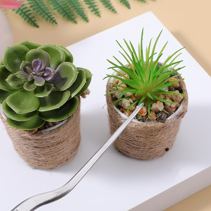 Garden Tweezers, 3 Pcs Stainless Steel Plant Tweezer Set Straight and Curved Precision Tweezers Multipurpose Bonsai Tools for Garden, Kitchen, Indoors and Outdoors (6.22Inch / 6.3Inch / 6.4Inch)