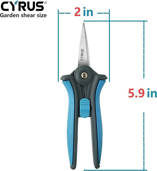 CYRUS 6” Gardening Scissors Hand Pruner Pruning Shear with Straight Stainless Steel Blades Trimming Hand Pruner