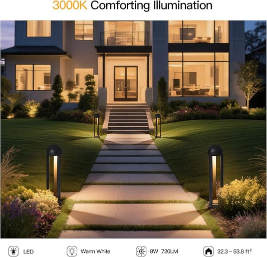 Pathway Lights, 23.6" AC 100-240V Wired Bollard Lights Outdoor, IP65 Waterproof Path Light, 3000K LED Bollard Light, Modern Commercial Landscape Lighting for Driveway Walkway Sidewalk Garden Lawn