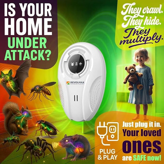 T-27, Ultrasonic Pest Control Repeller - Electronic & Ultrasound, Indoor Plug-in Repellent - Get rid of - Rodents, Mice, Squirrels, Bats, Insects, Bed Bugs, Ants, Fleas, Spiders, Roaches (2 Pack)